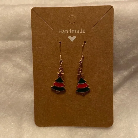 Green Red  Christmas Tree with Star Earrings - Picture 2 of 4